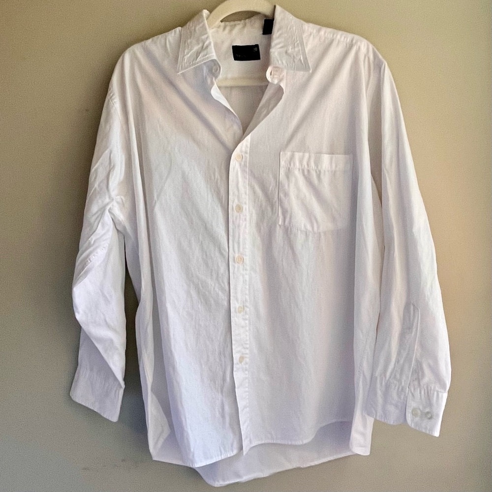 Stanley Blacker White Cotton Long-Sleeve Dress Shirt – Size 16.5 32/33